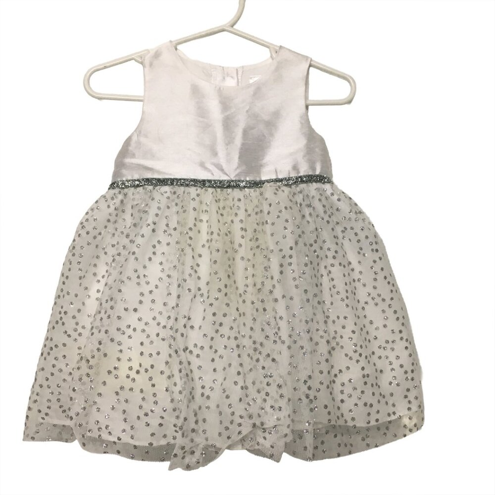 George girls dress white with sparkle silver dots size 12 months